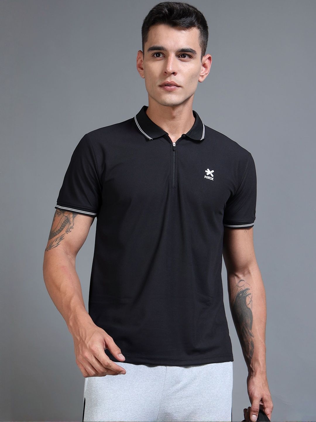 HRX by Hrithik Roshan Men Brand Logo Polo Collar T-shirt