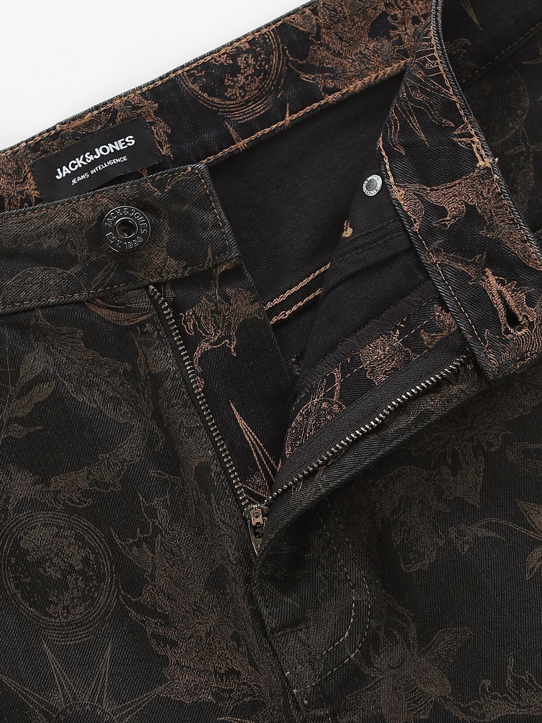 Wide Leg High-Rise Printed Stretchable Jeans