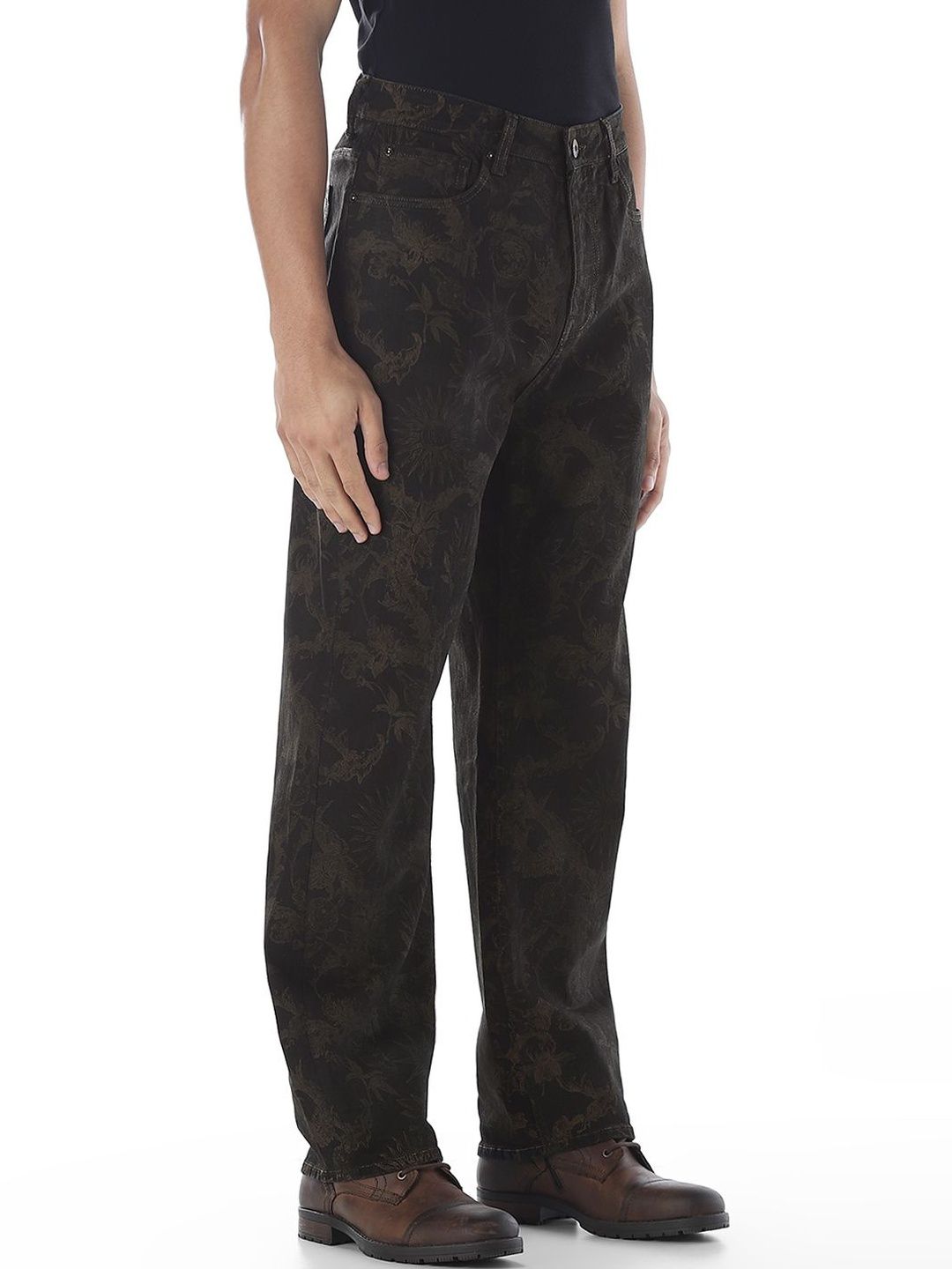 Wide Leg High-Rise Printed Stretchable Jeans