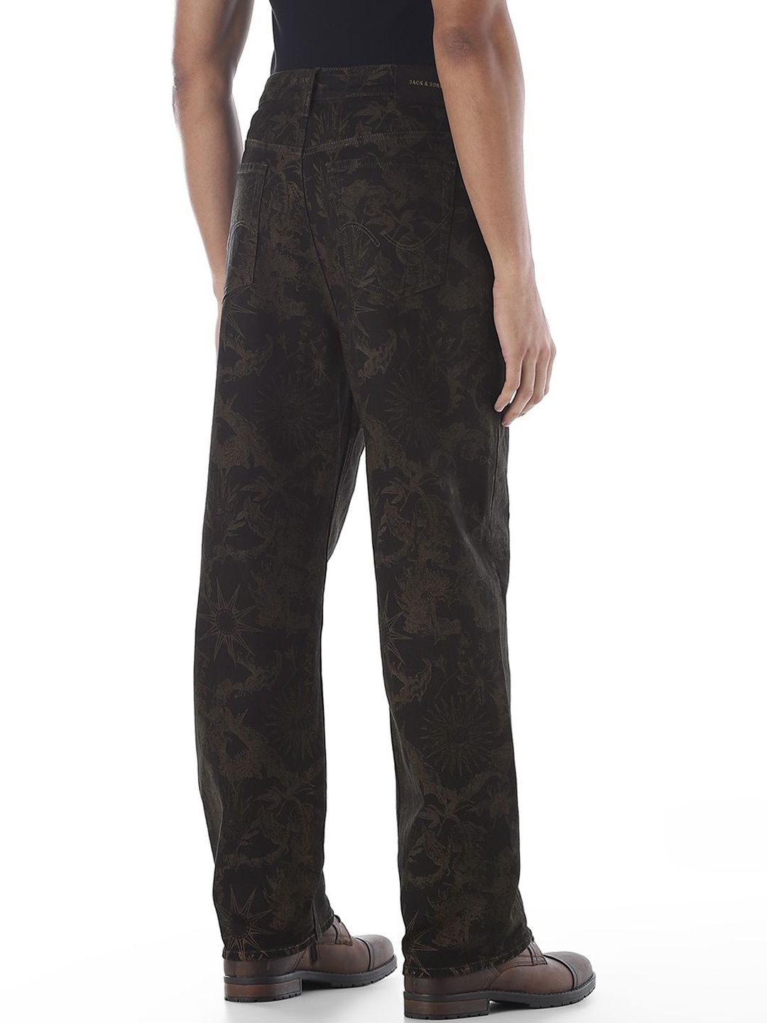 Wide Leg High-Rise Printed Stretchable Jeans