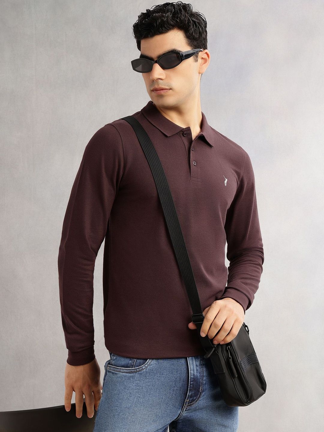 Thomas Scott Men Polo Collar Long Sleeve T-Shirt