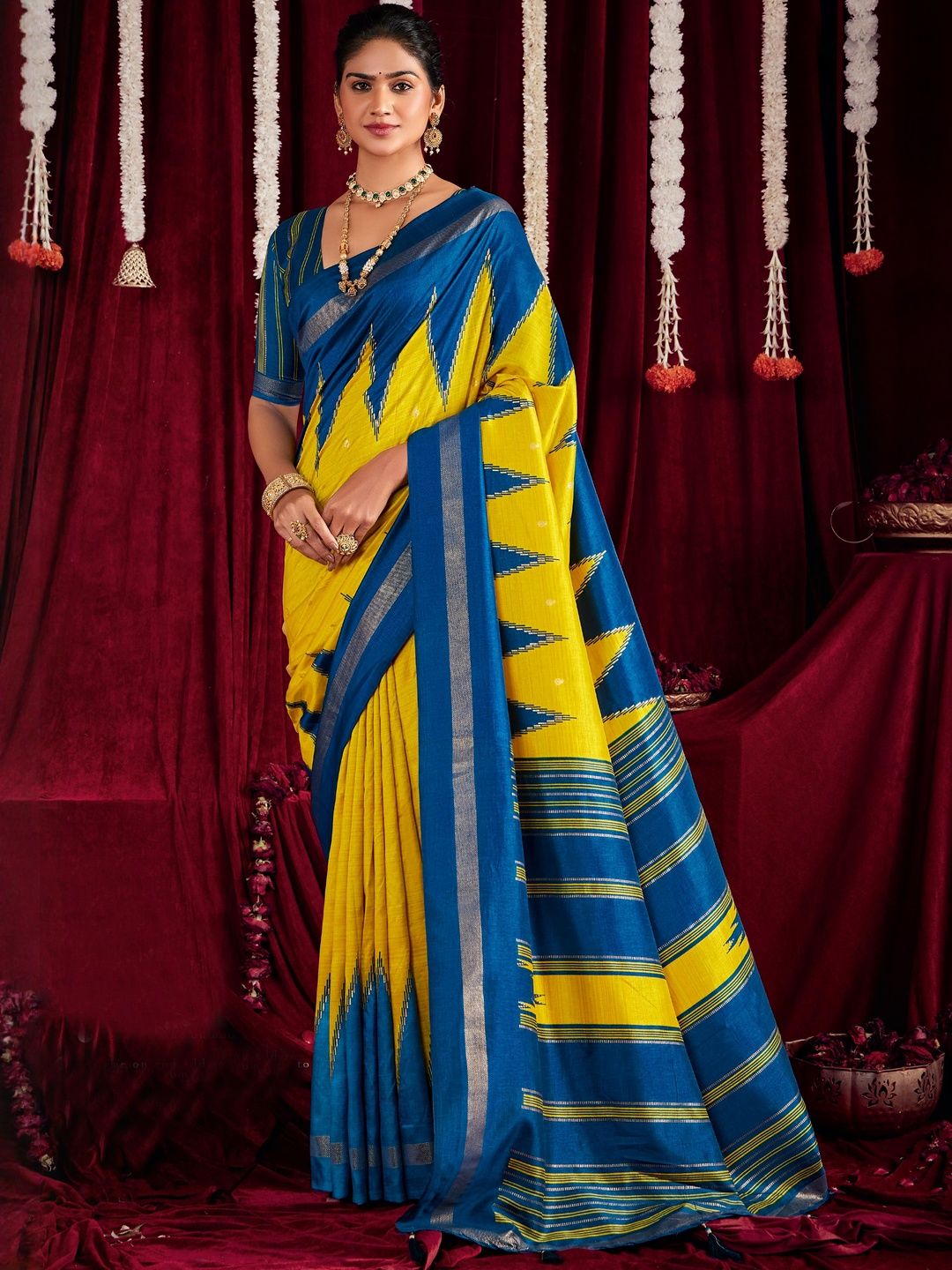 TIRA Woven Design Zari Silk Blend Handloom Fashion Saree