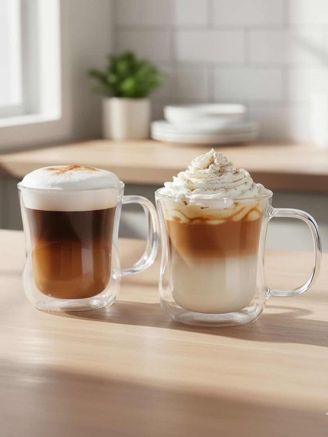 TASKHOUSE Transparent 2 Pieces Glass Cups With Handle -220 ml Each