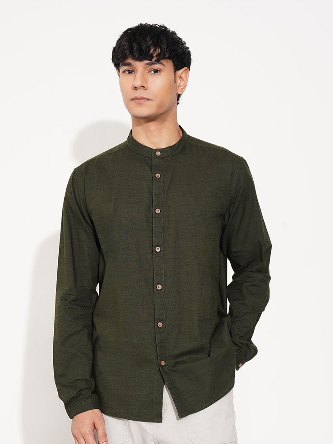 7 Alt by Pantaloons Mandarin Collar Pure Cotton Shirt