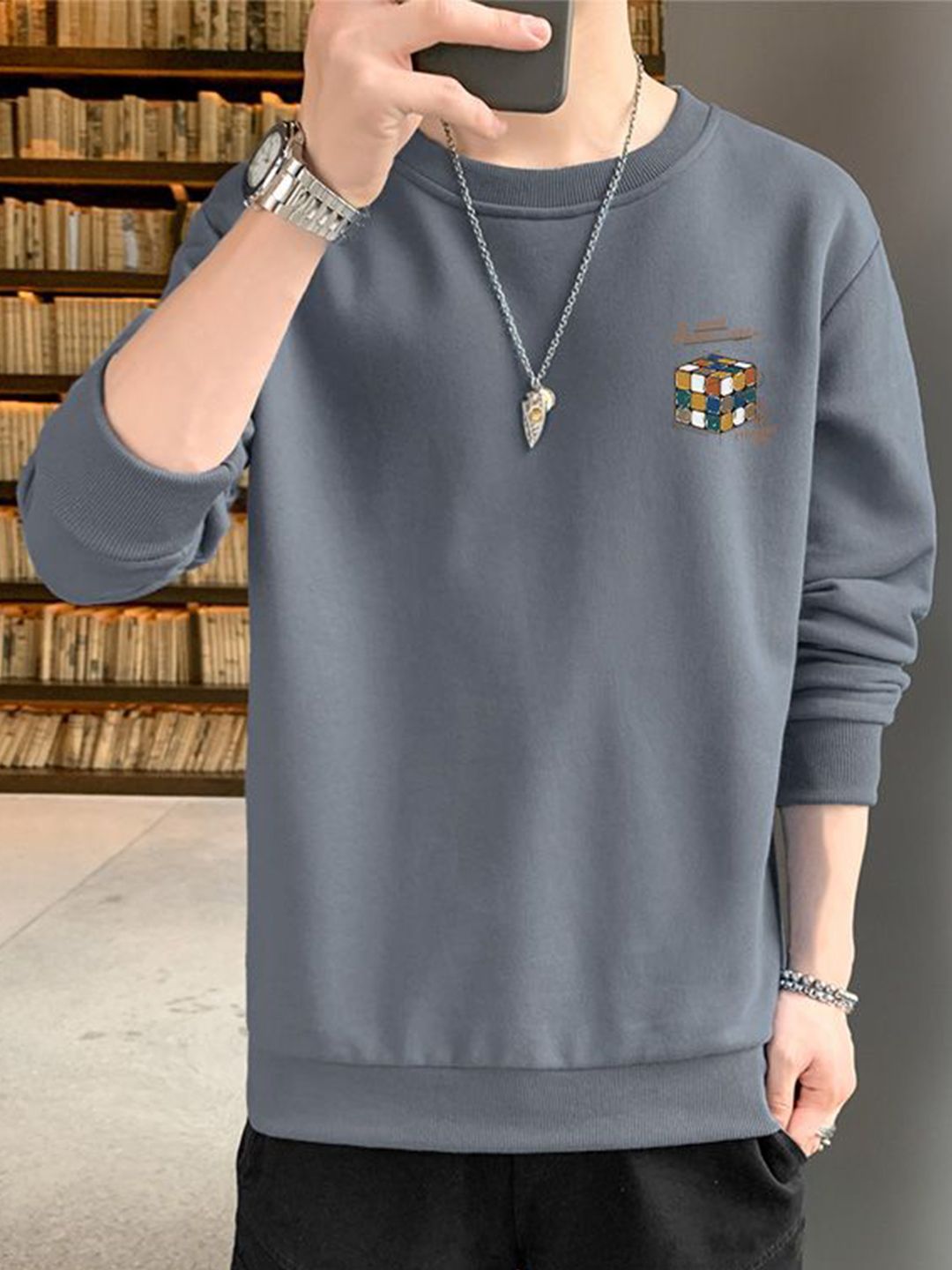StyleCast x Revolte Men Graphic Printed Round Neck Full Sleeve Pullover Sweatshirt