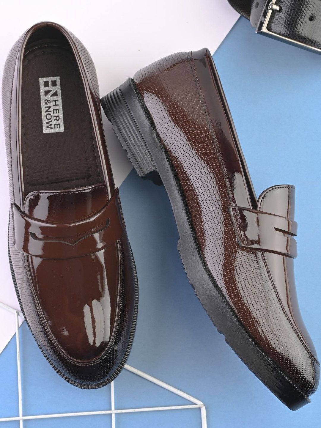 HERE&NOW Men Synthetic Patent Formal Loafers