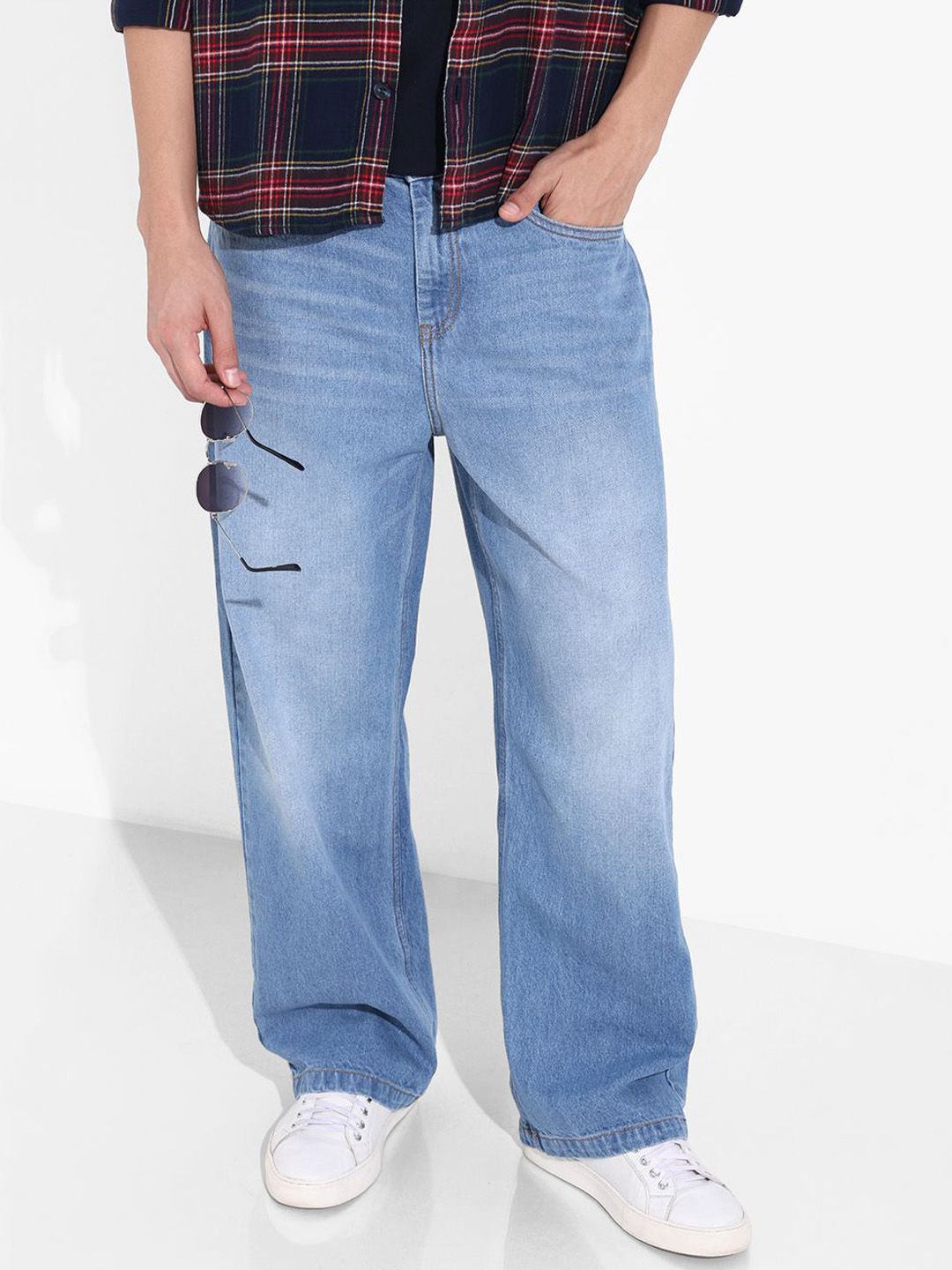 The Indian Garage Co Men Baggy Mid-Rise Pure Cotton Jeans