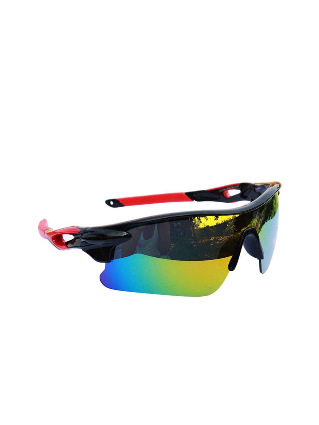 Andres Glz様 Buy Irayz Men Mirrored Lens & Red Sports Sunglasses with