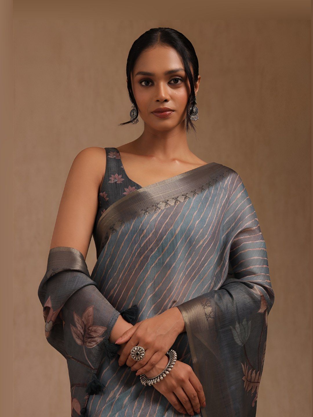 Soch Soch Leheriya Print Zari Saree