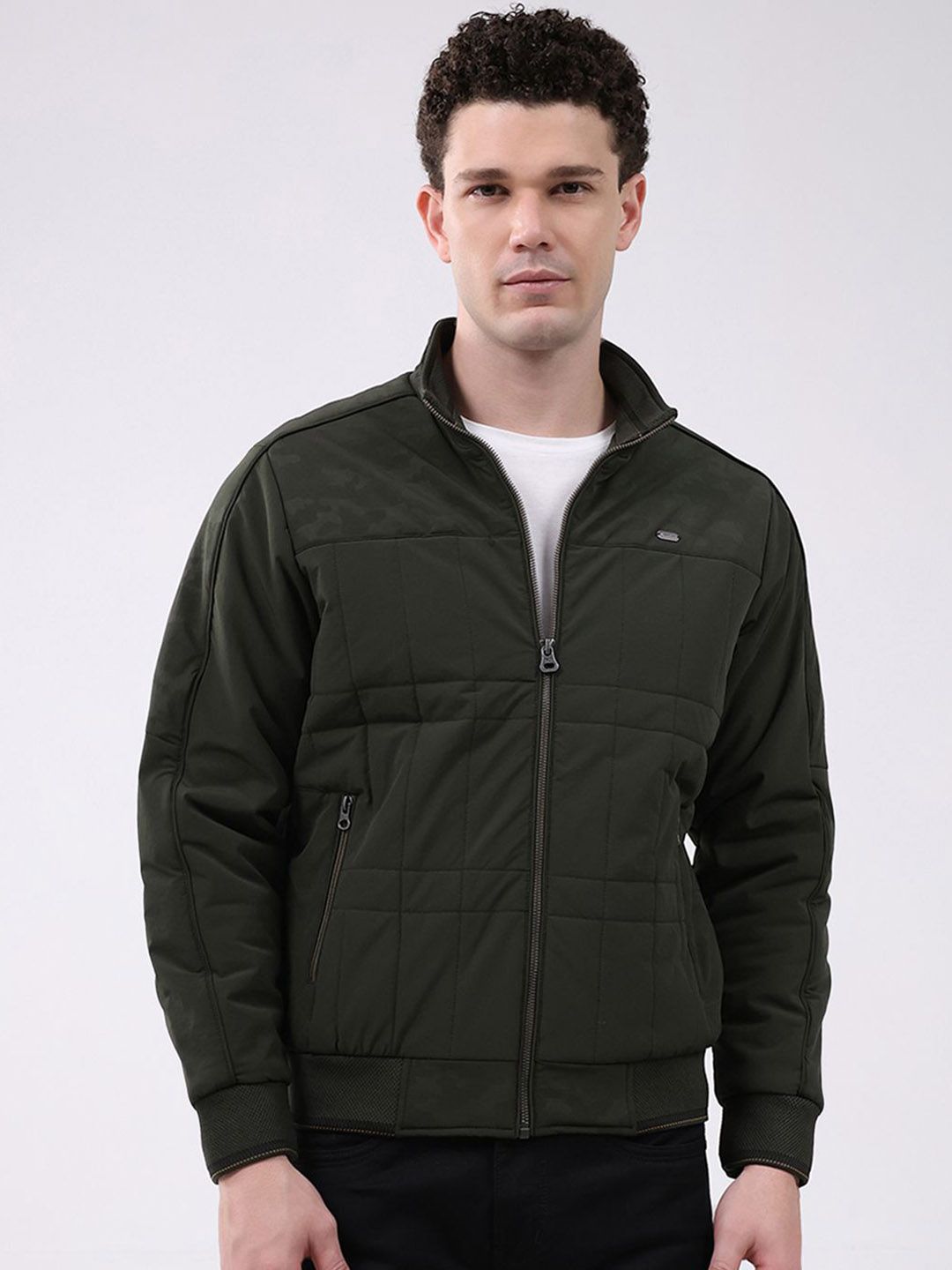 Monte Carlo Men Mock Collar Solid Padded Jacket