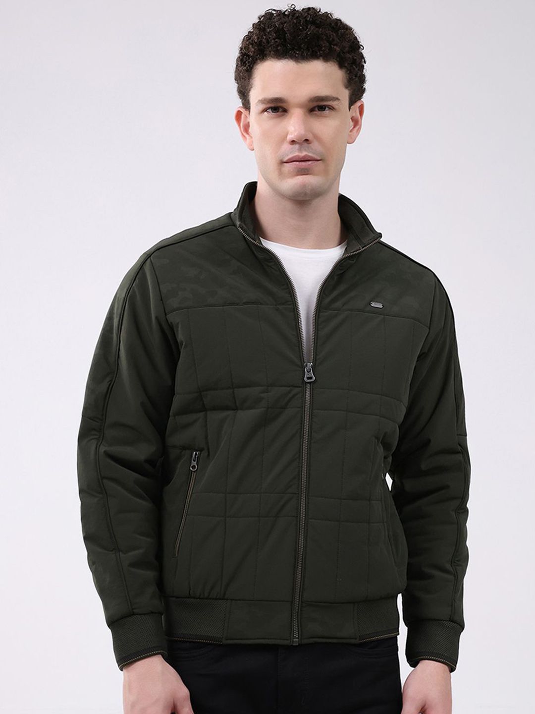 Monte Carlo Men Mock Collar Solid Padded Jacket