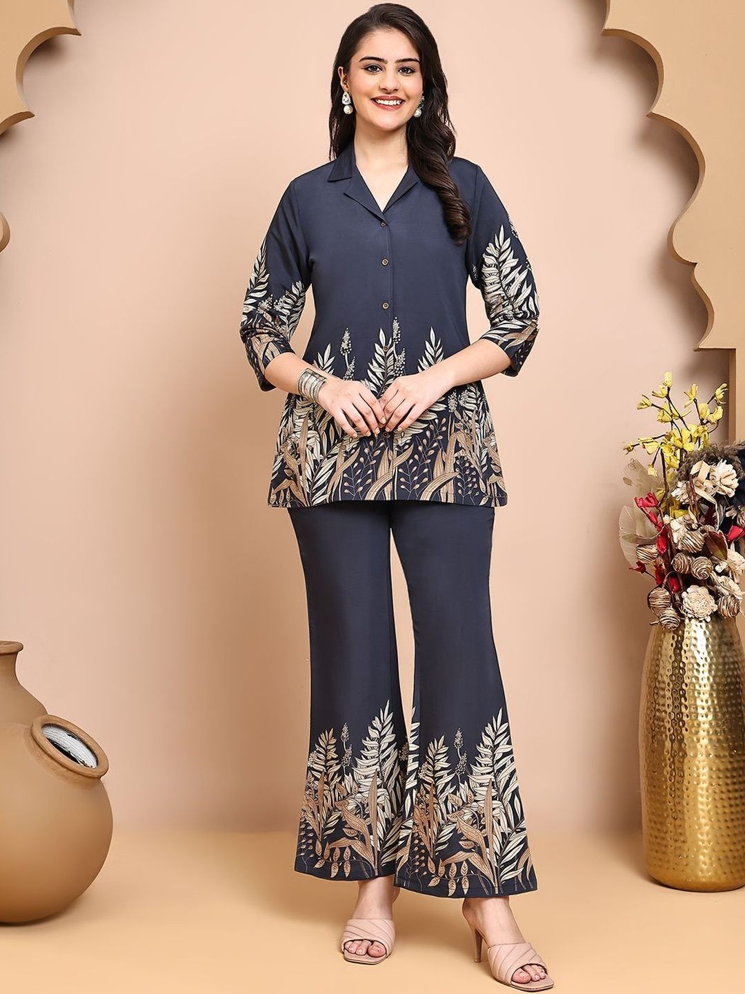Claura Floral Printed Shirt 7 Trousers