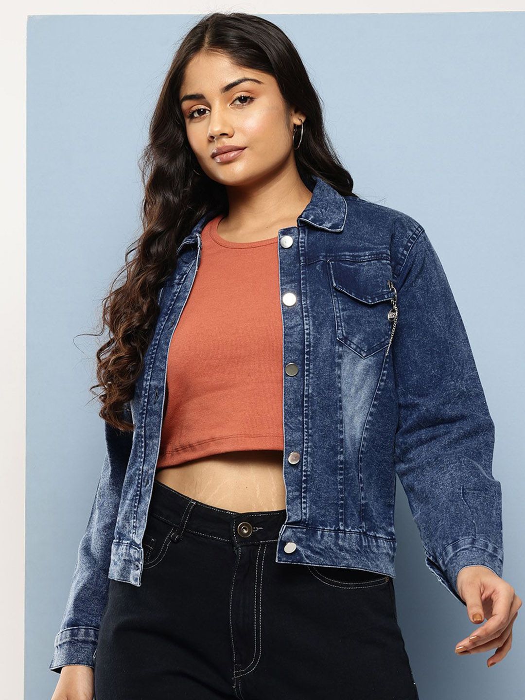 BAESD BAESD Spread Collar Long Sleeves Denim Jacket