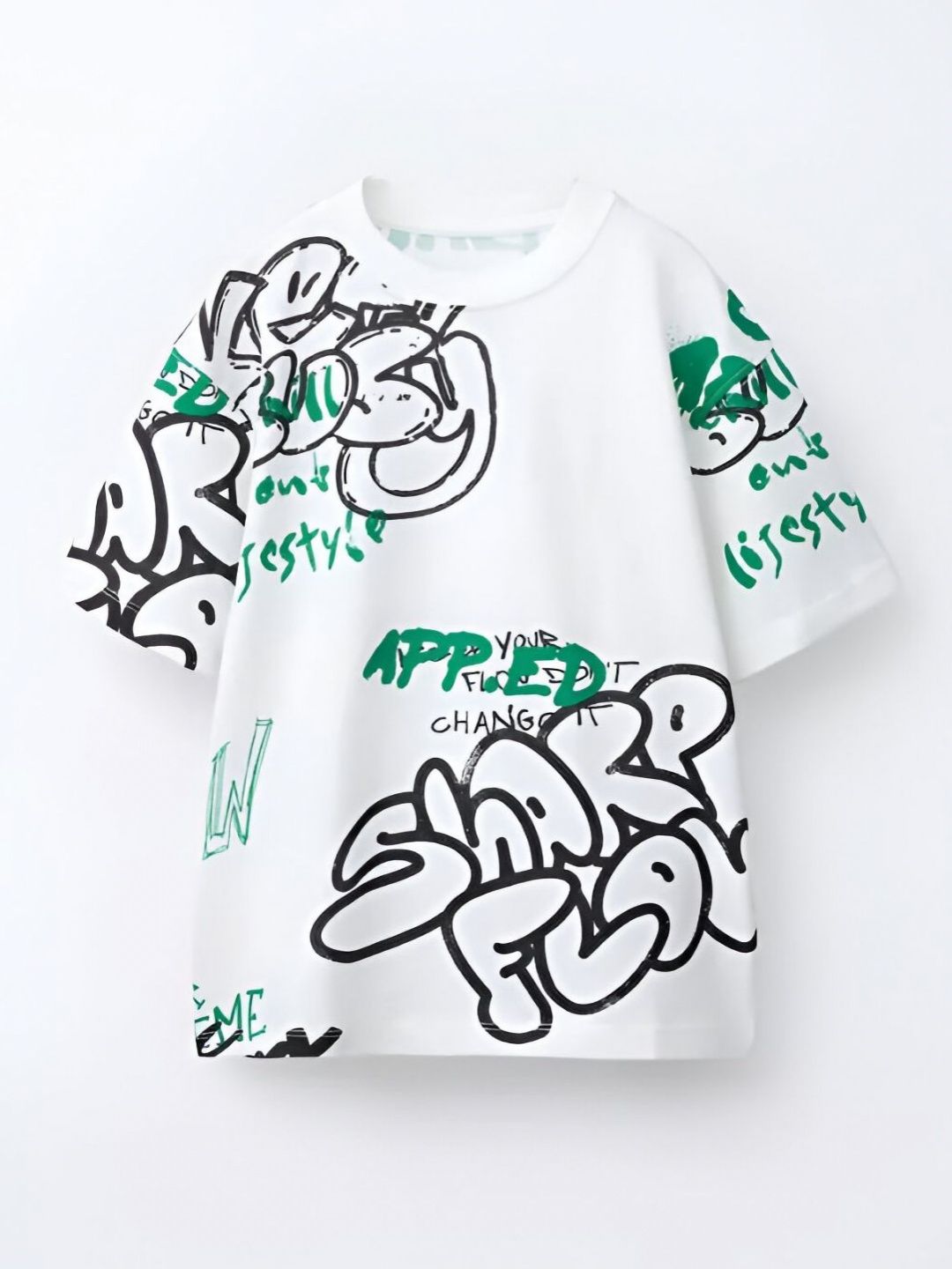 Googo Gaaga Googo Gaaga Kids Printed Round Neck Drop-Shoulder Sleeves Pure Cotton T-shirt