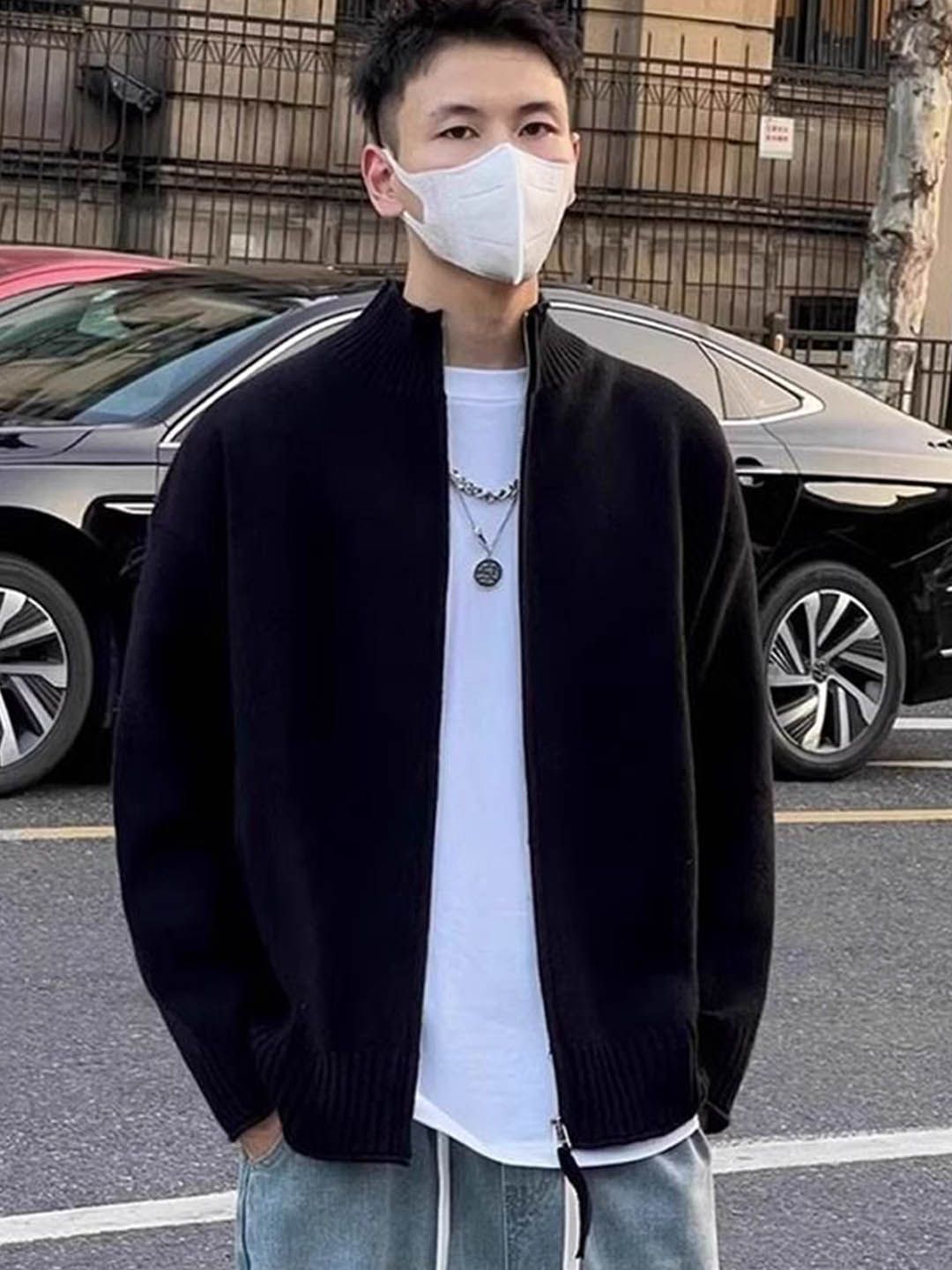 StyleCast Men Typography Printed Cape Jacket with Patchwork