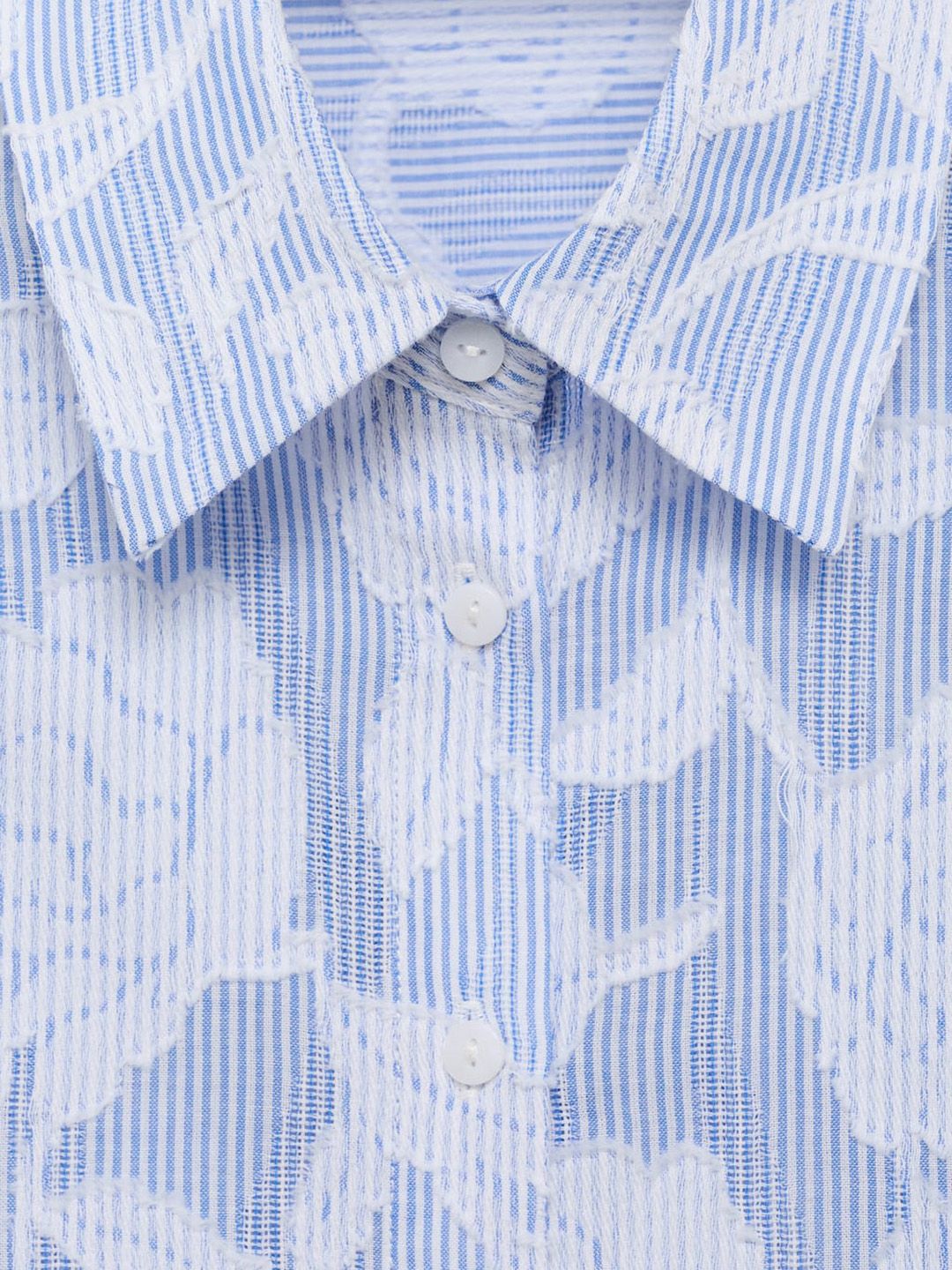 Floral Applique Detail Striped Casual Shirt