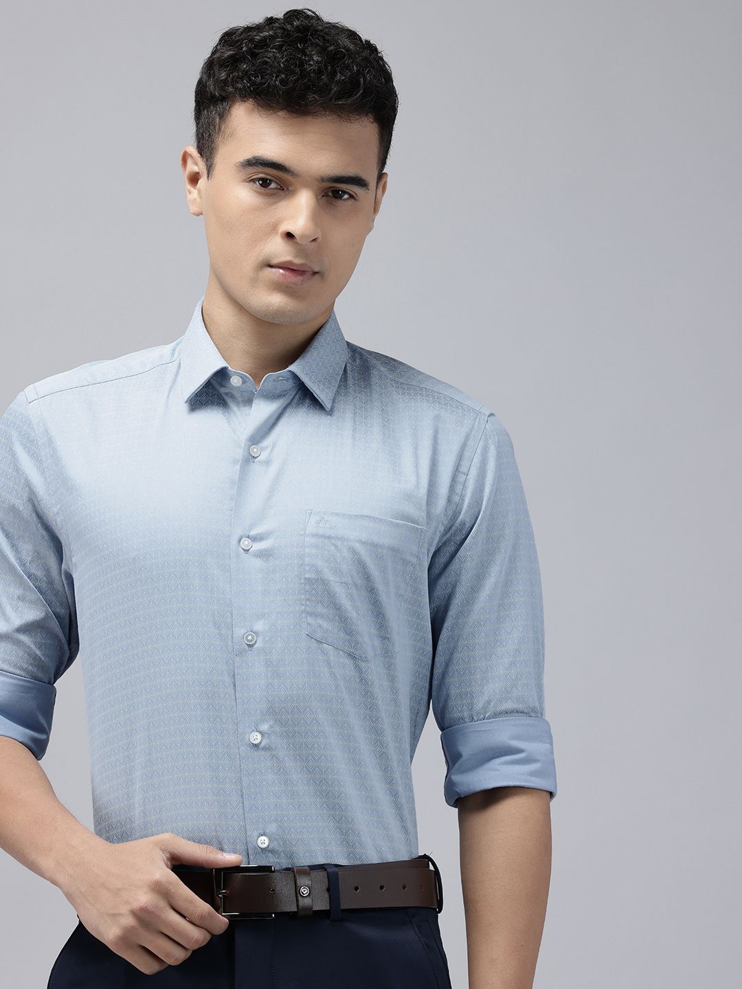 Arrow Arrow Manhattan Slim Fit Geometric Printed Pure Cotton Formal Shirt
