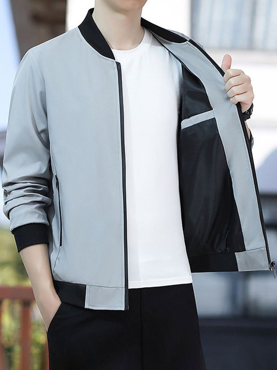 Buy StyleCast x Revolte Men Stand Collar Open Front Jacket