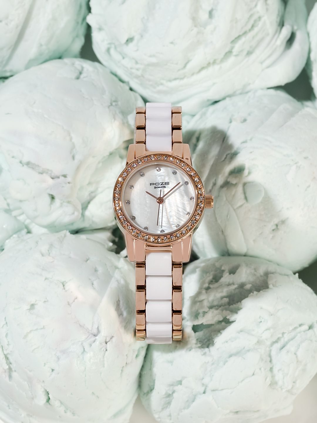 Sonata Poze Drop 6 Quartz Round Dial Women's Watch - SP80136KD01W