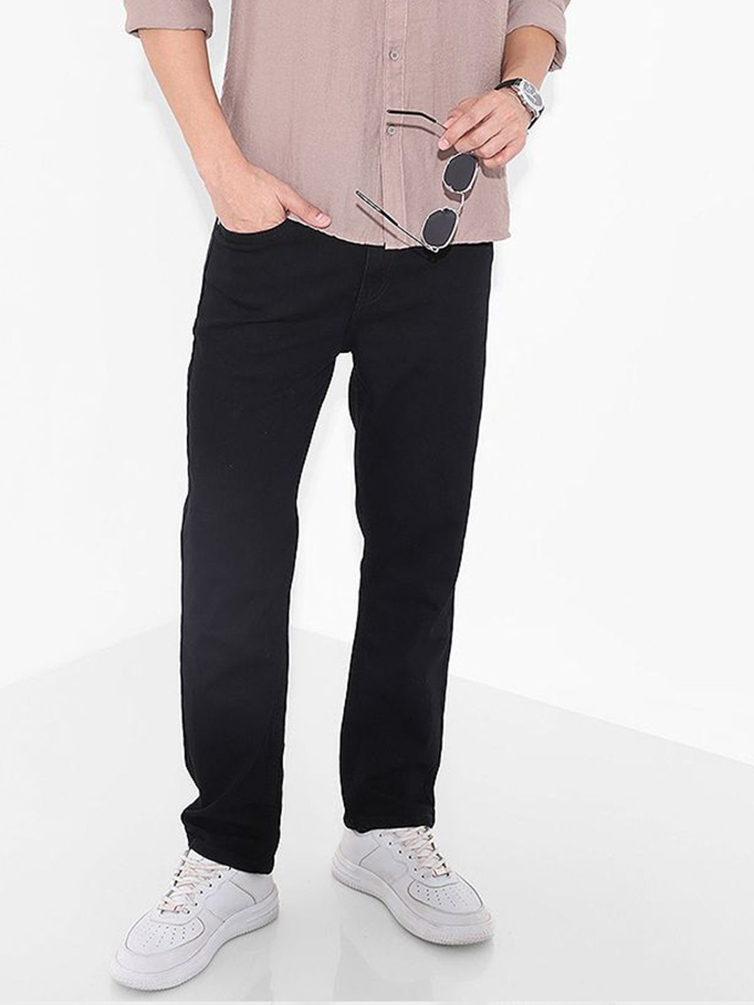 The Indian Garage Co Men Straight Fit Mid-Rise Stretchable Jeans
