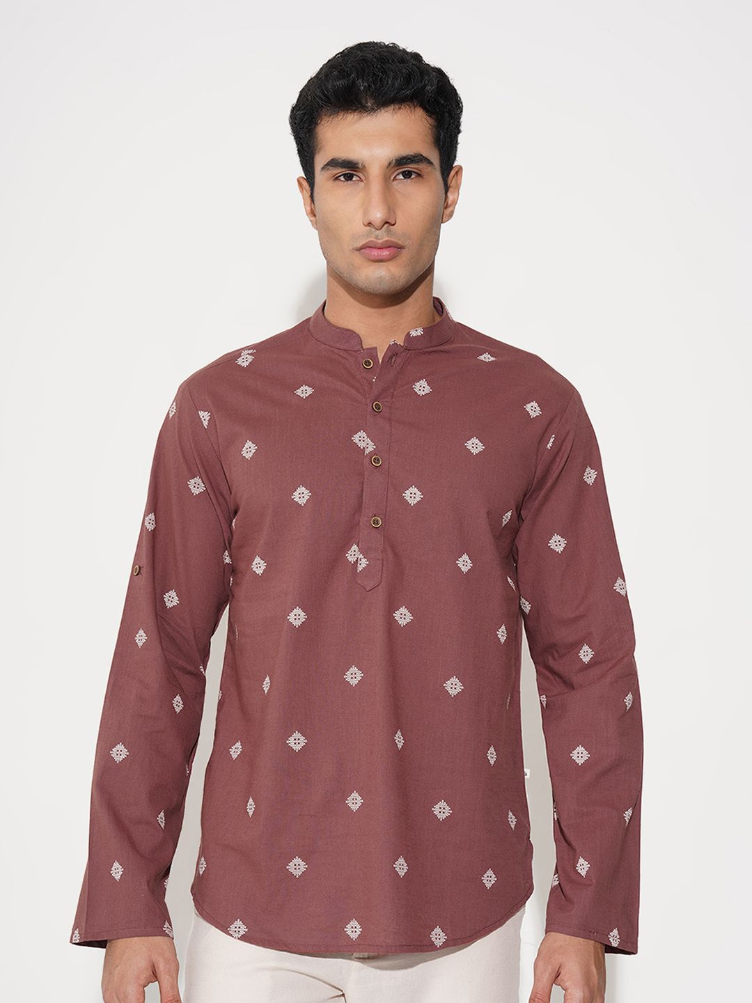 indus route by Pantaloons Men Ethnic Motifs Printed Daily Cotton Straight Kurta