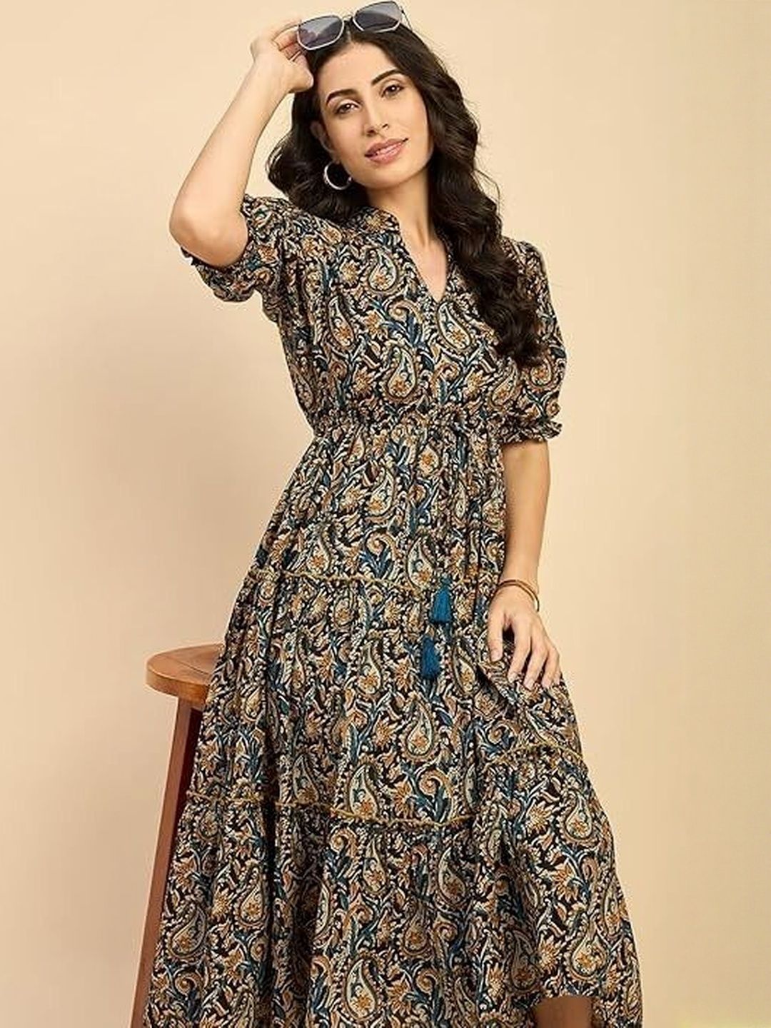 FASHION SWAG FASHION SWAG Women Printed Fit and Flare Midi Dress