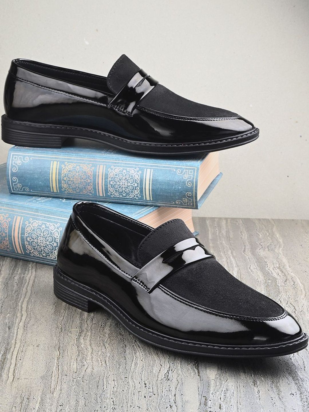 HERE&NOW Men Black Slip-On Loafers Formal Shoes