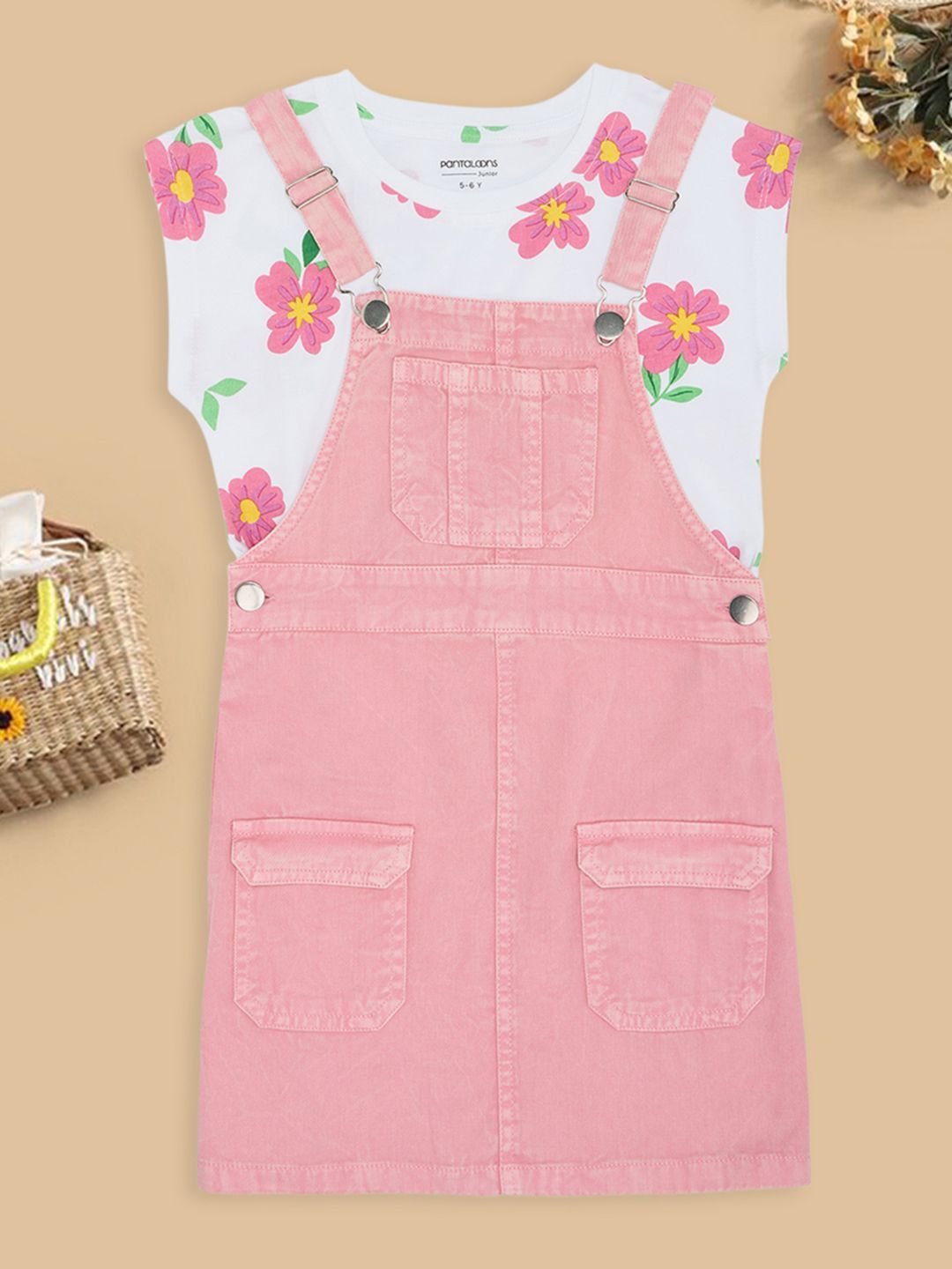 chinese dress ladies The Little Stamford Co. Herringbone Pinafore Dress - Herringbone Pink main image 0