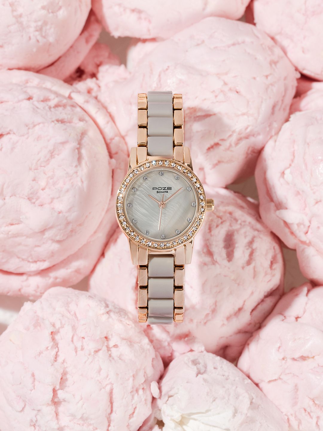 Sonata Poze Drop 6 Quartz Round Dial Women's Watch - SP80136KD03W