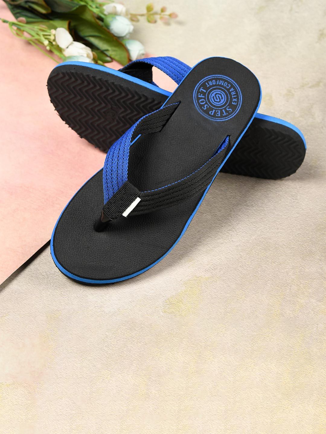 STEPSOFT Rubber Thong Flip-Flops with Cushioned Comfort Footbed