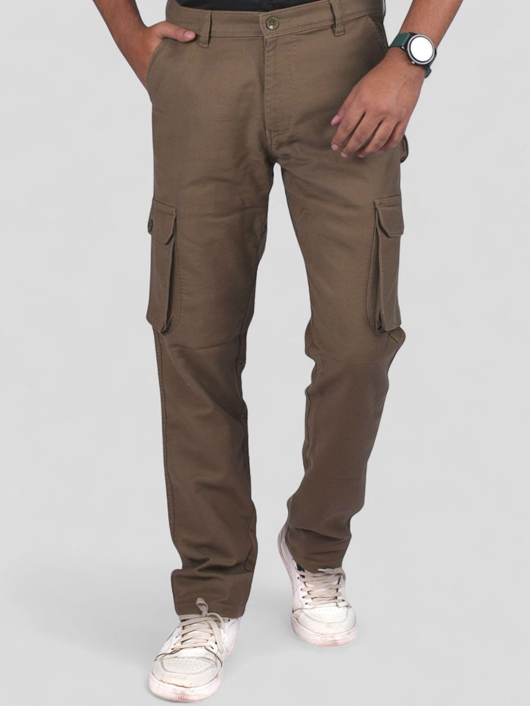 Plounge Men Jean Regular Fit Mid-Rise Stretchable Cargo Jeans