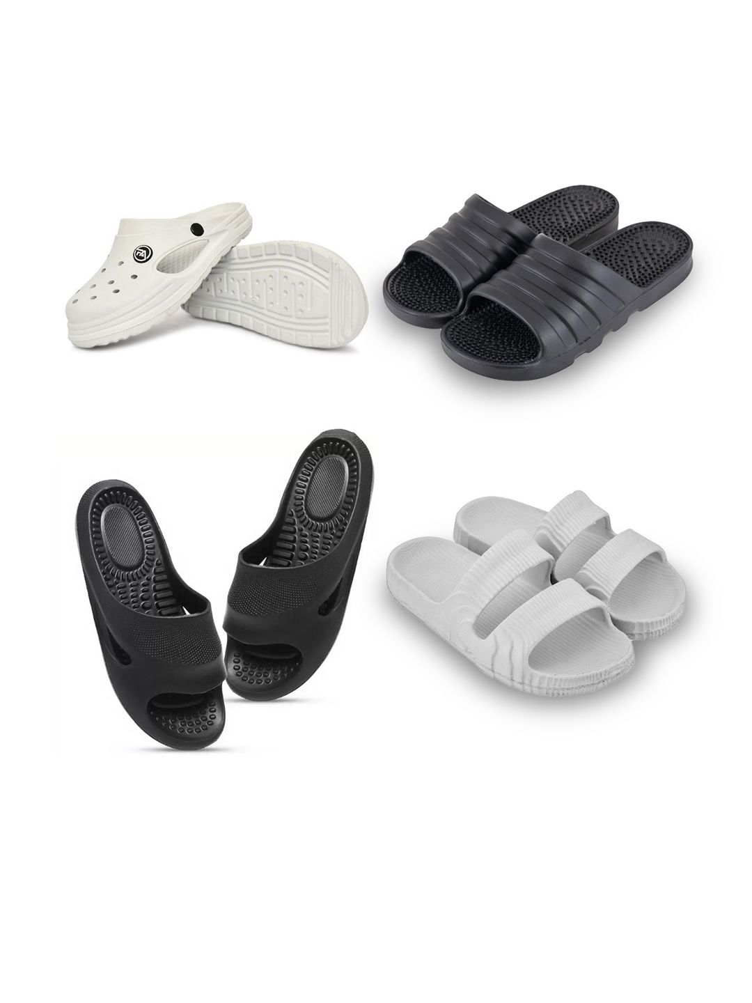 Feel alive Men Set of 4 Pair Self Design Lightweight Sliders