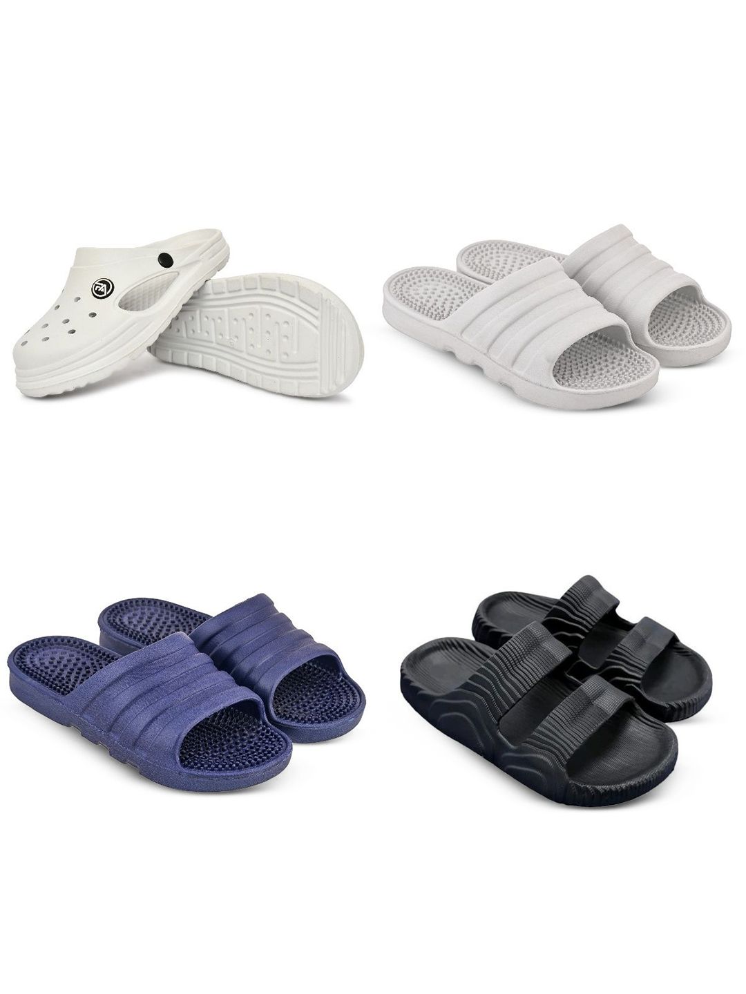 Feel alive Men Set of 4 Striped Slip-On Flip Flops