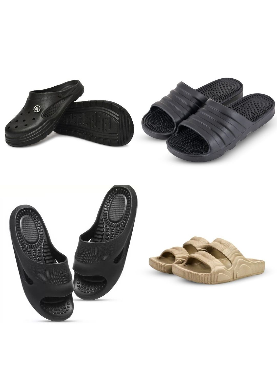 Feel alive Men Set of 4 Solid Ultra-Comfortable & Lightweight Sliders