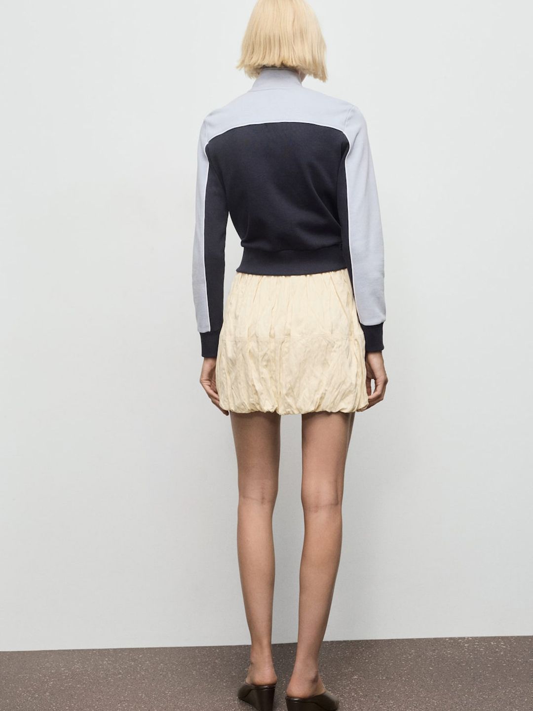 Gathered Detail Paneled Balloon Skirt