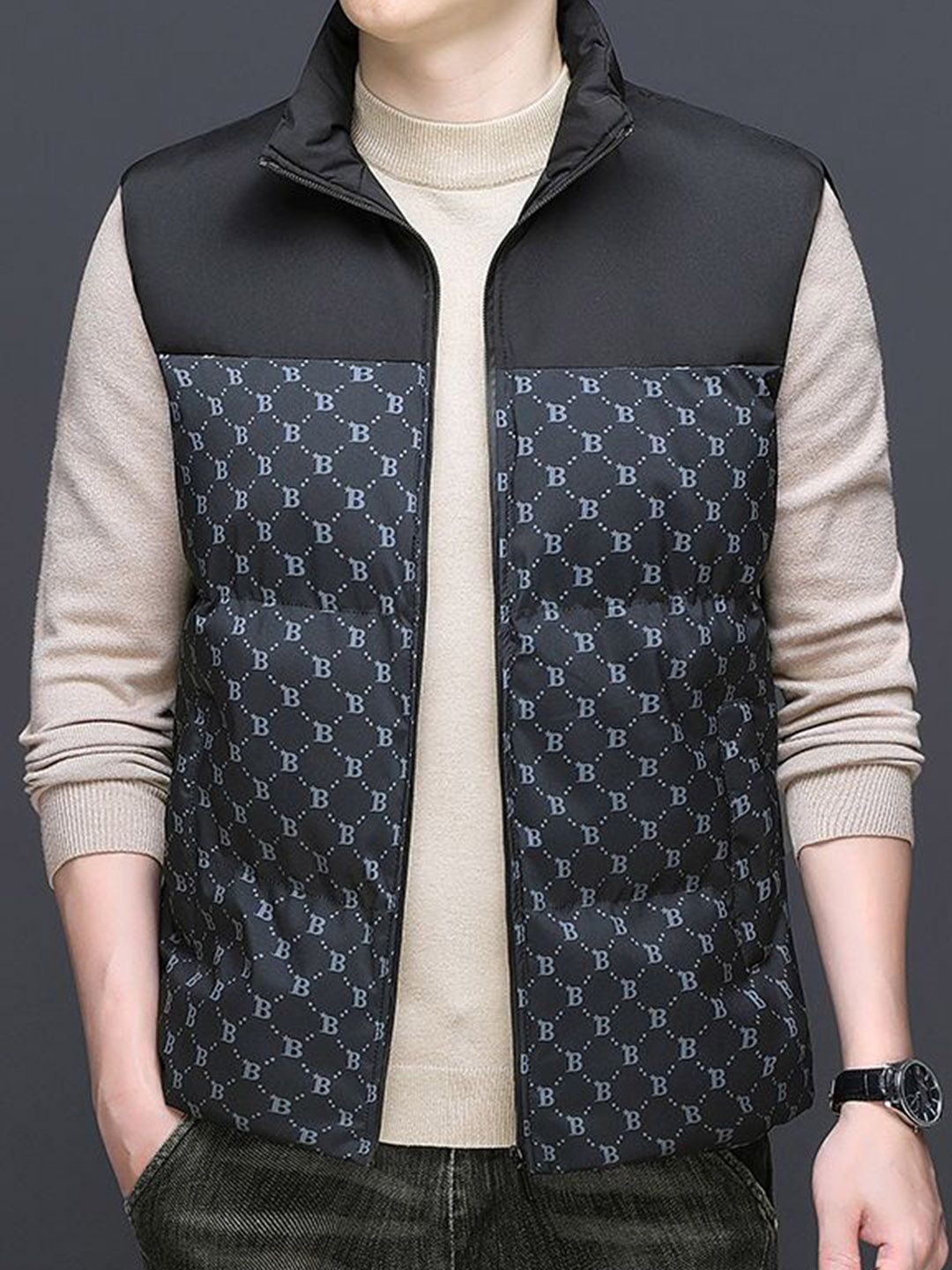 StyleCast x Revolte Men Printed Lapel CollarPrinted Lapel Collar Front Jacket