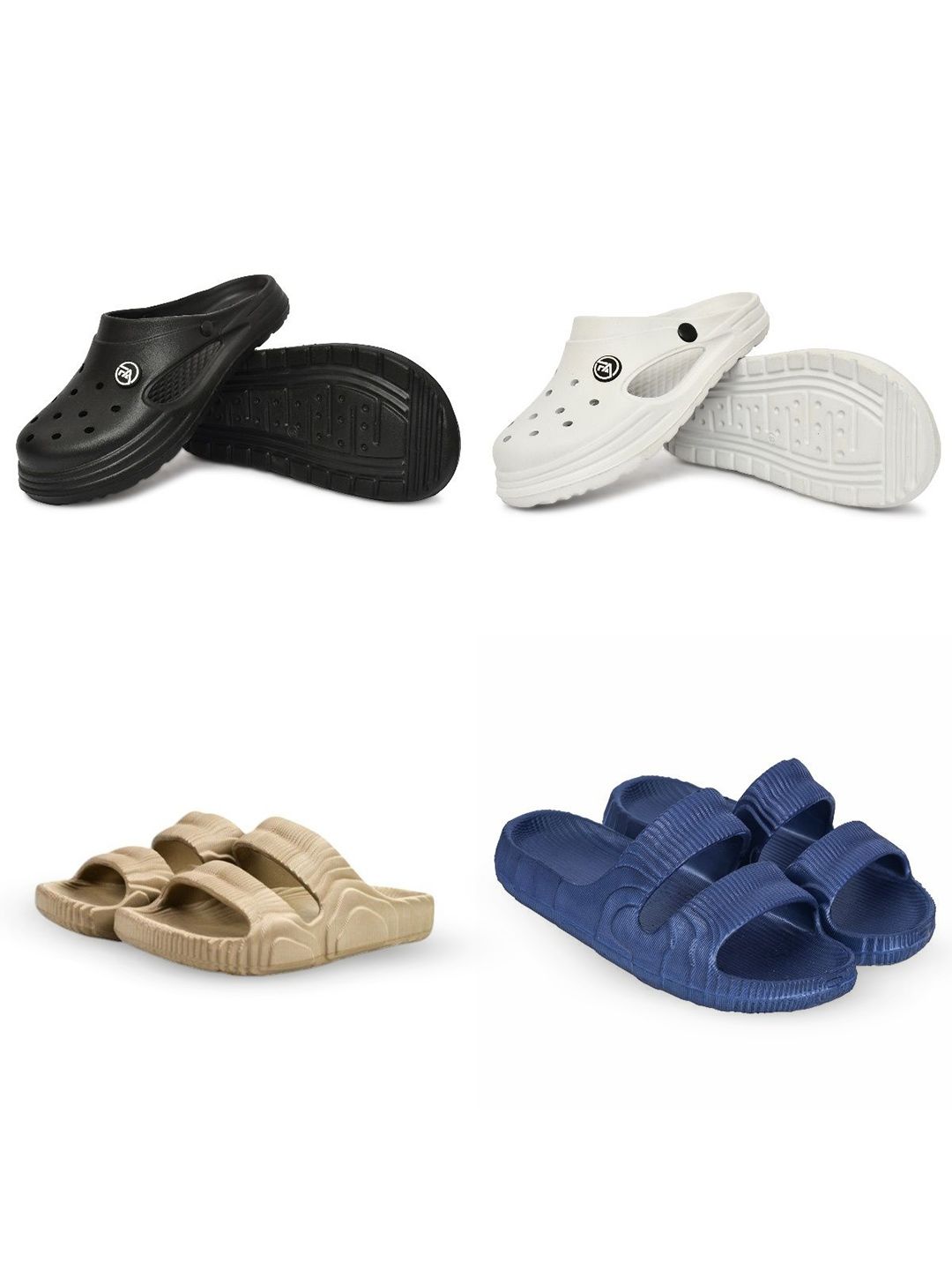 Feel alive Men Set of 4 Solid Ultra-Comfortable & Lightweight Clogs