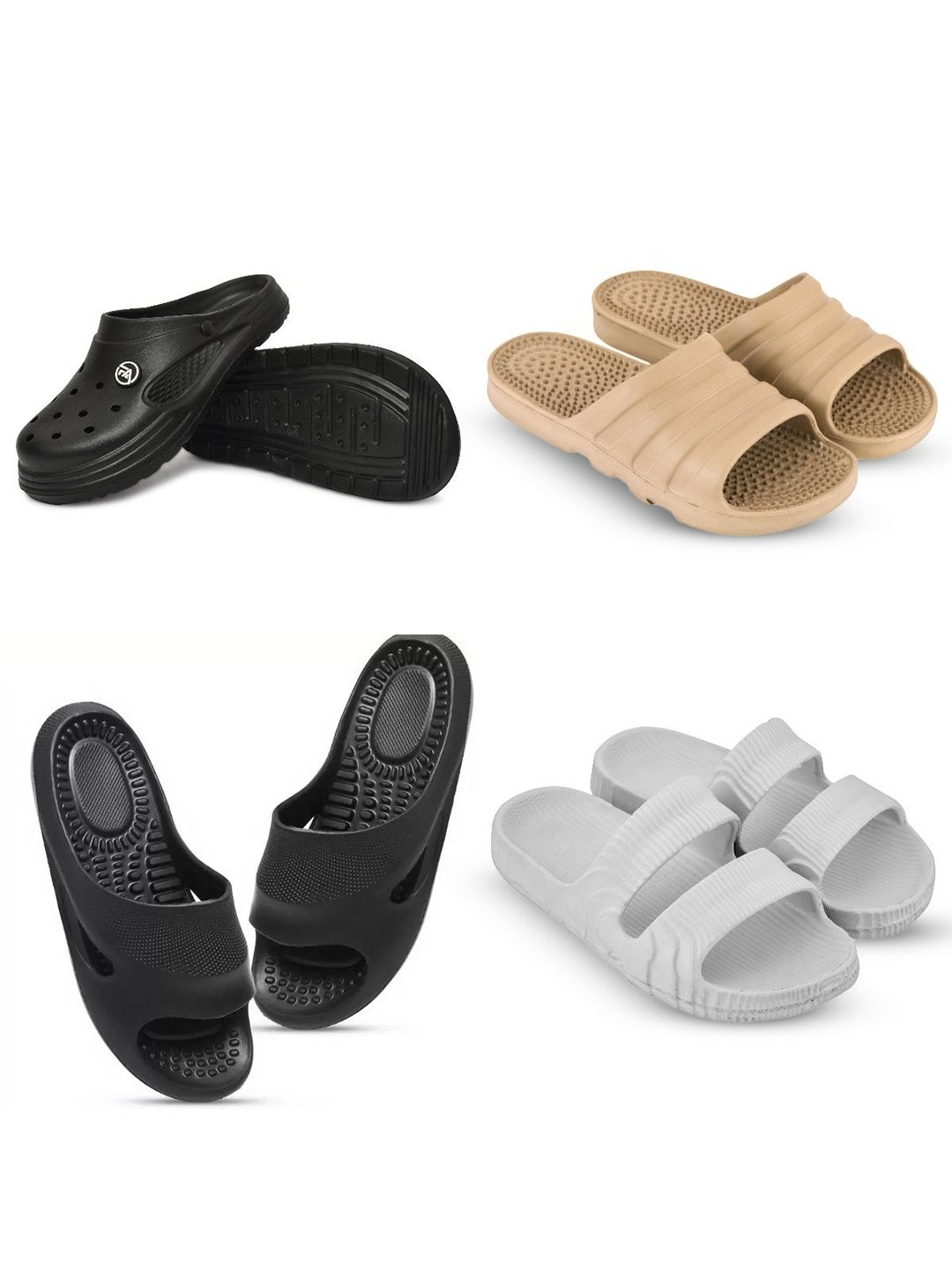 Feel alive Men Set of 4 Textured Slip-On Flip Flops