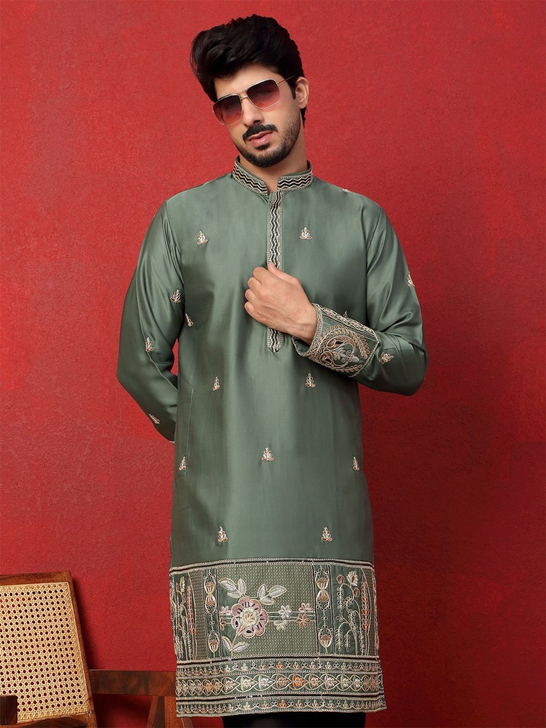 KRAFT INDIA LUXE Men Woven Design Daily Straight Kurta