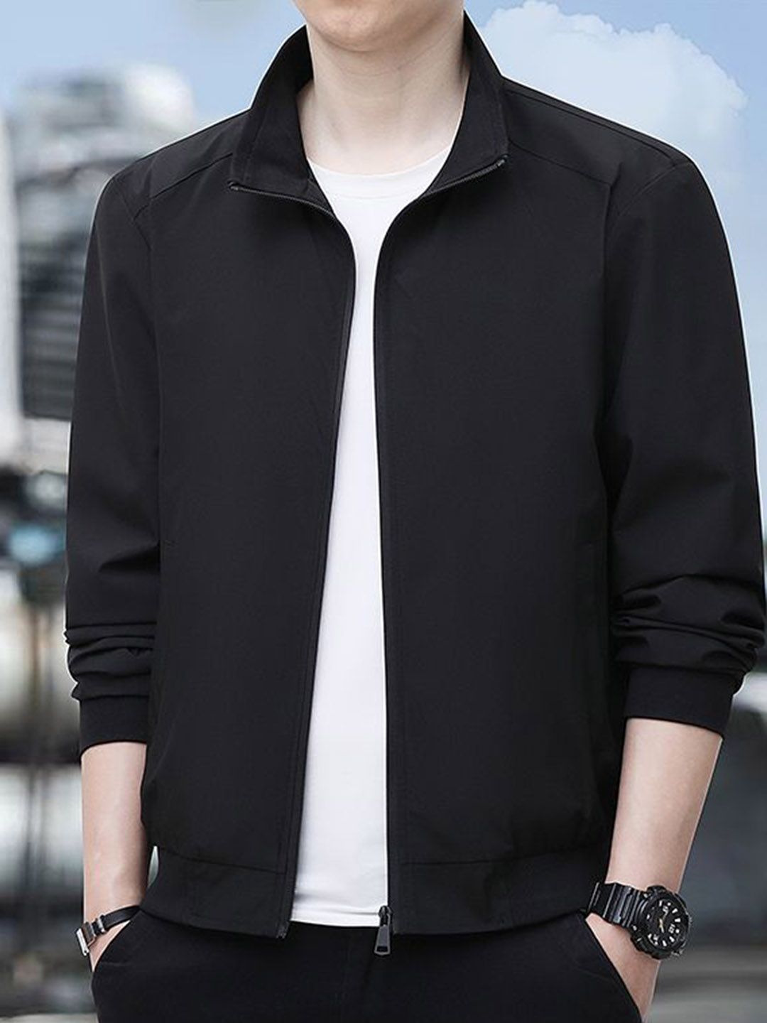 StyleCast x Revolte Men Mock Collar Outdoor Tailored Jacket