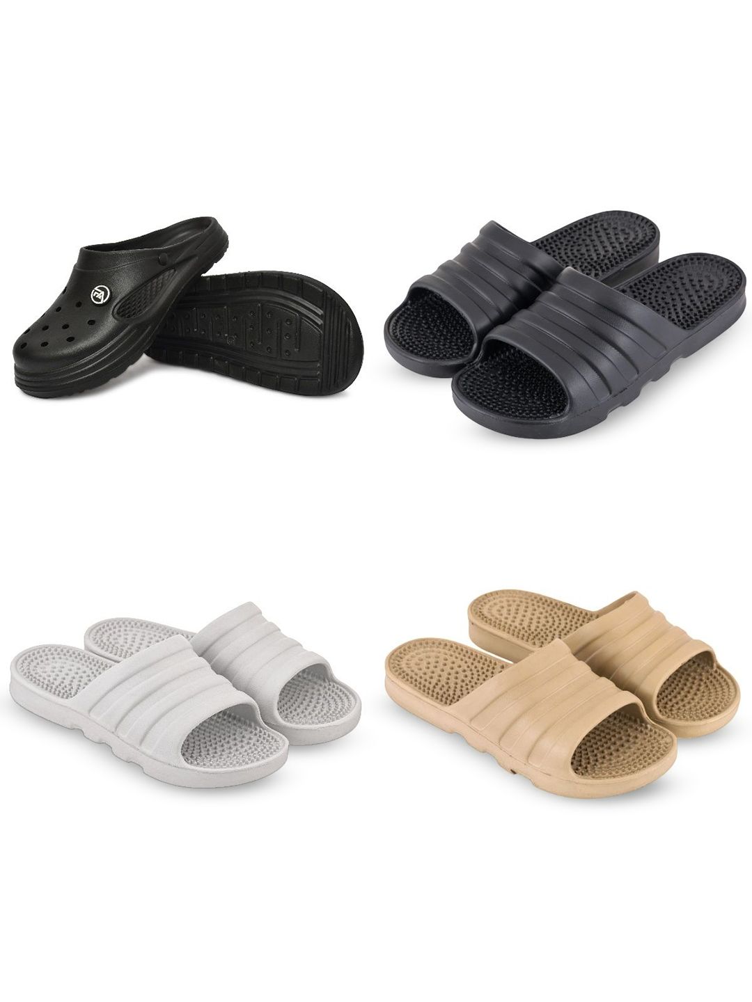 Feel alive Men Set of 4 Pair Self Design Lightweight Sliders
