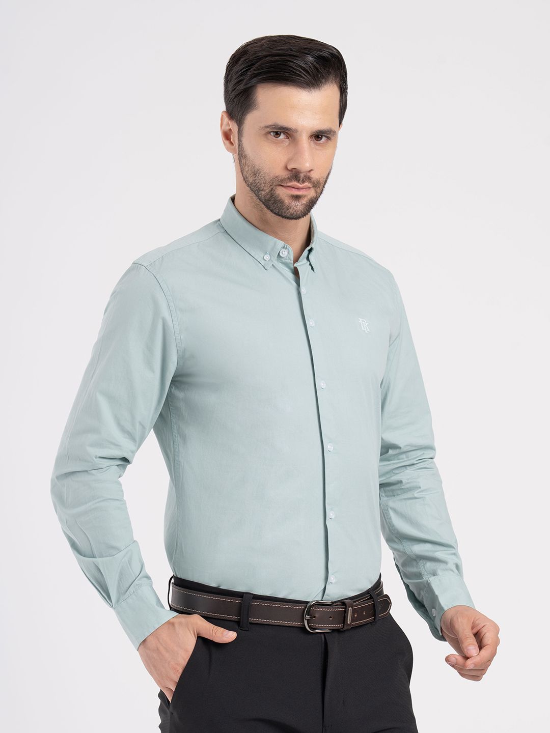 Red Tape Men Solid Button-Down Collar Cotton Formal Shirt