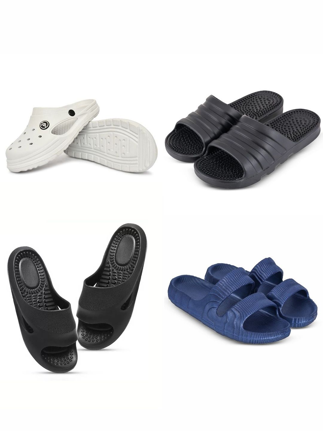 Feel alive Men Set of 4 Pair Self Design Lightweight Sliders
