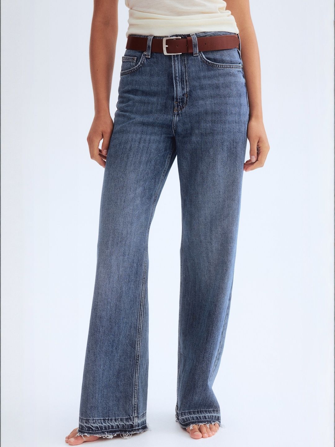 H&M H&M Women Pure Cotton Wide Ultra High Jeans