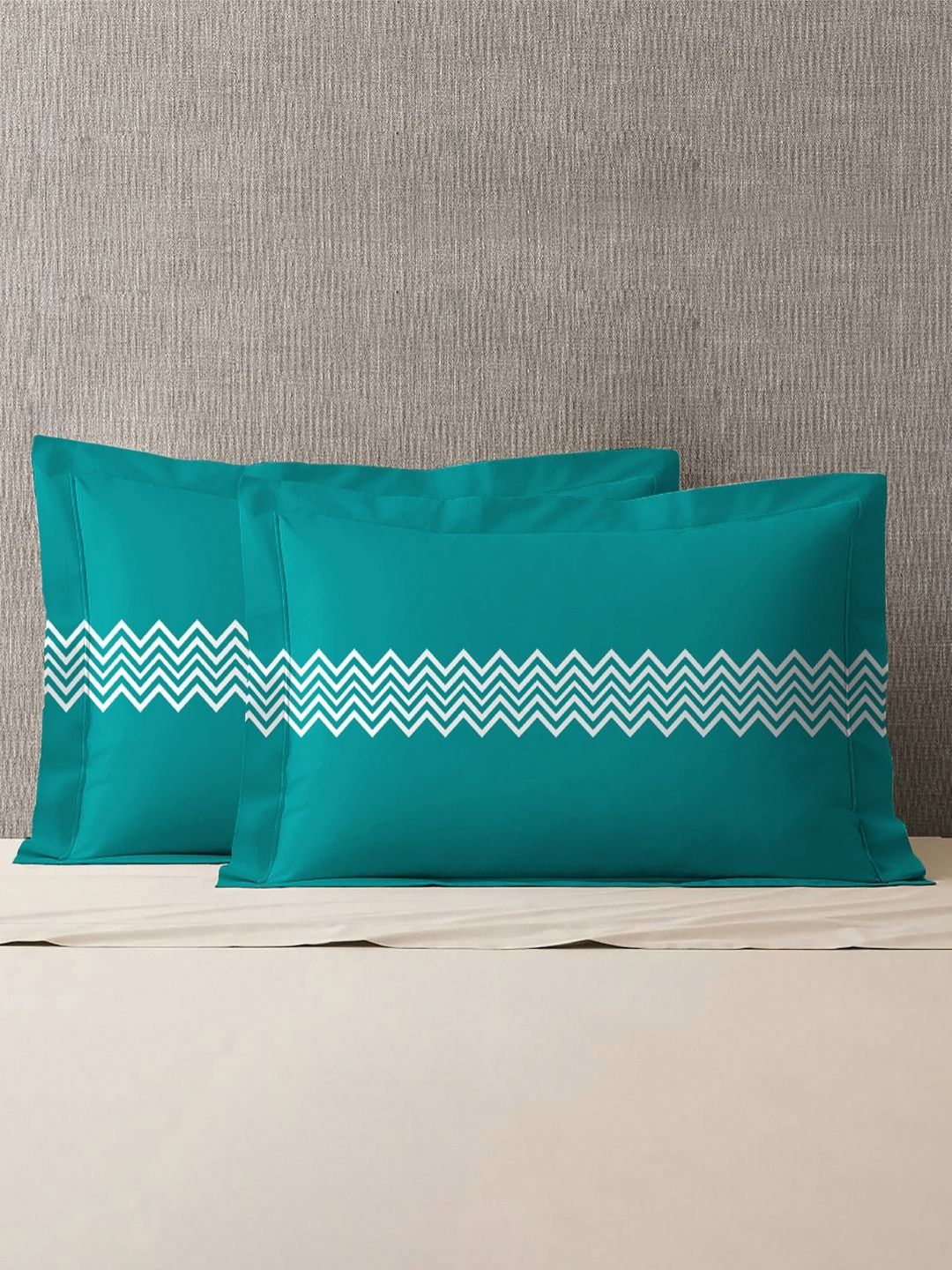 MYTRIDENT MYTRIDENT Urban Comfort Blue & White 2 Pieces Striped Pure Cotton Rectangle Pillow Covers