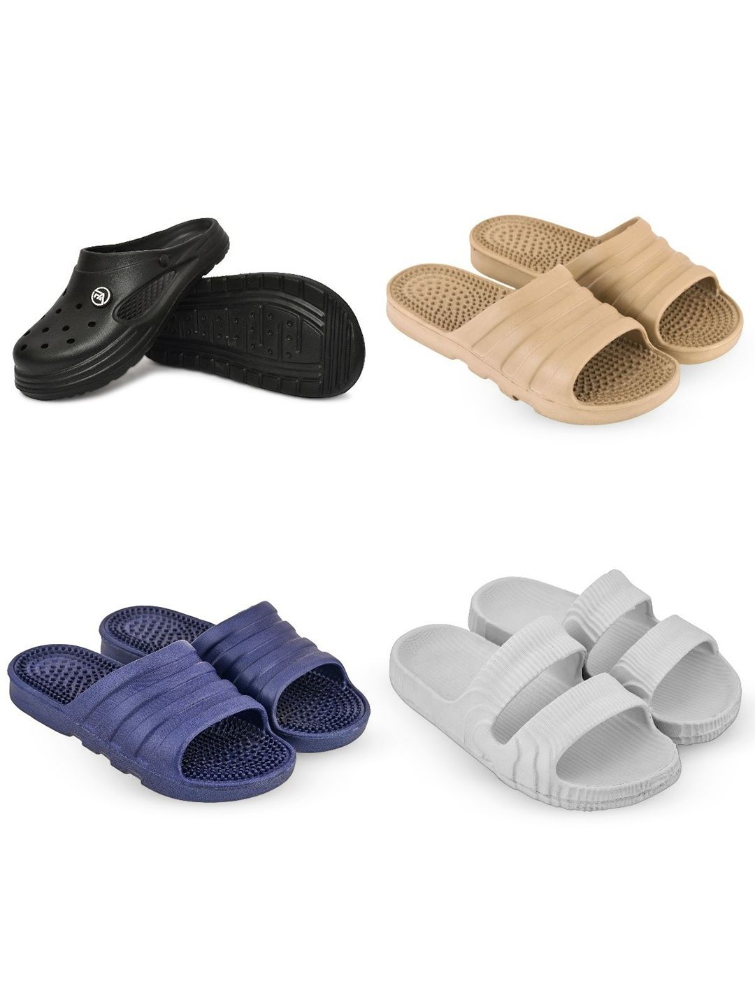 Feel alive Men Set of 4 Pair Self Design Lightweight Sliders