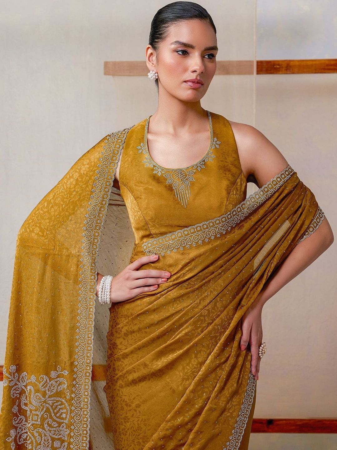 Embellished Georgette Saree Soch Ethnic Motifs Embellished Pure Georgette Saree