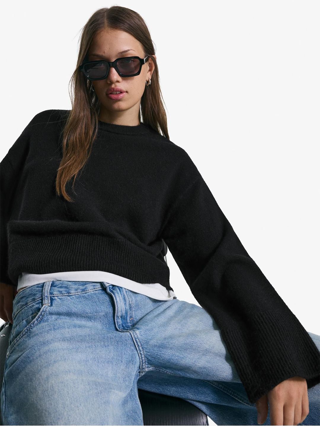 Bershka Oversize sweater with ribbed hem