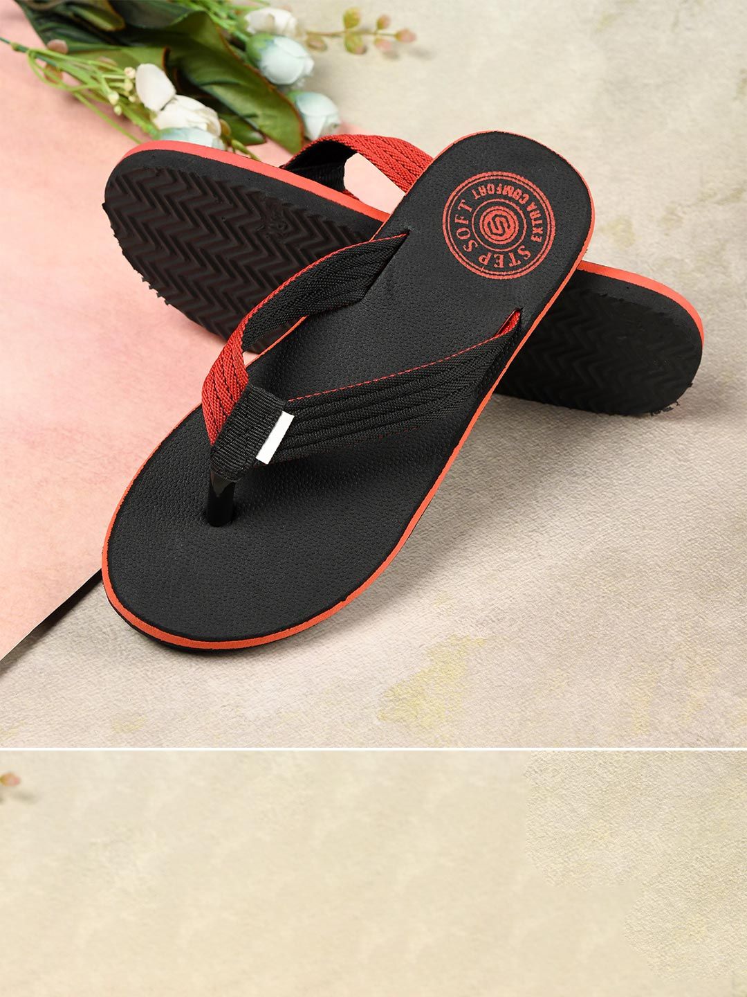 STEPSOFT Printed Cushioned Rubber Sliders with Comfort Grip Sole