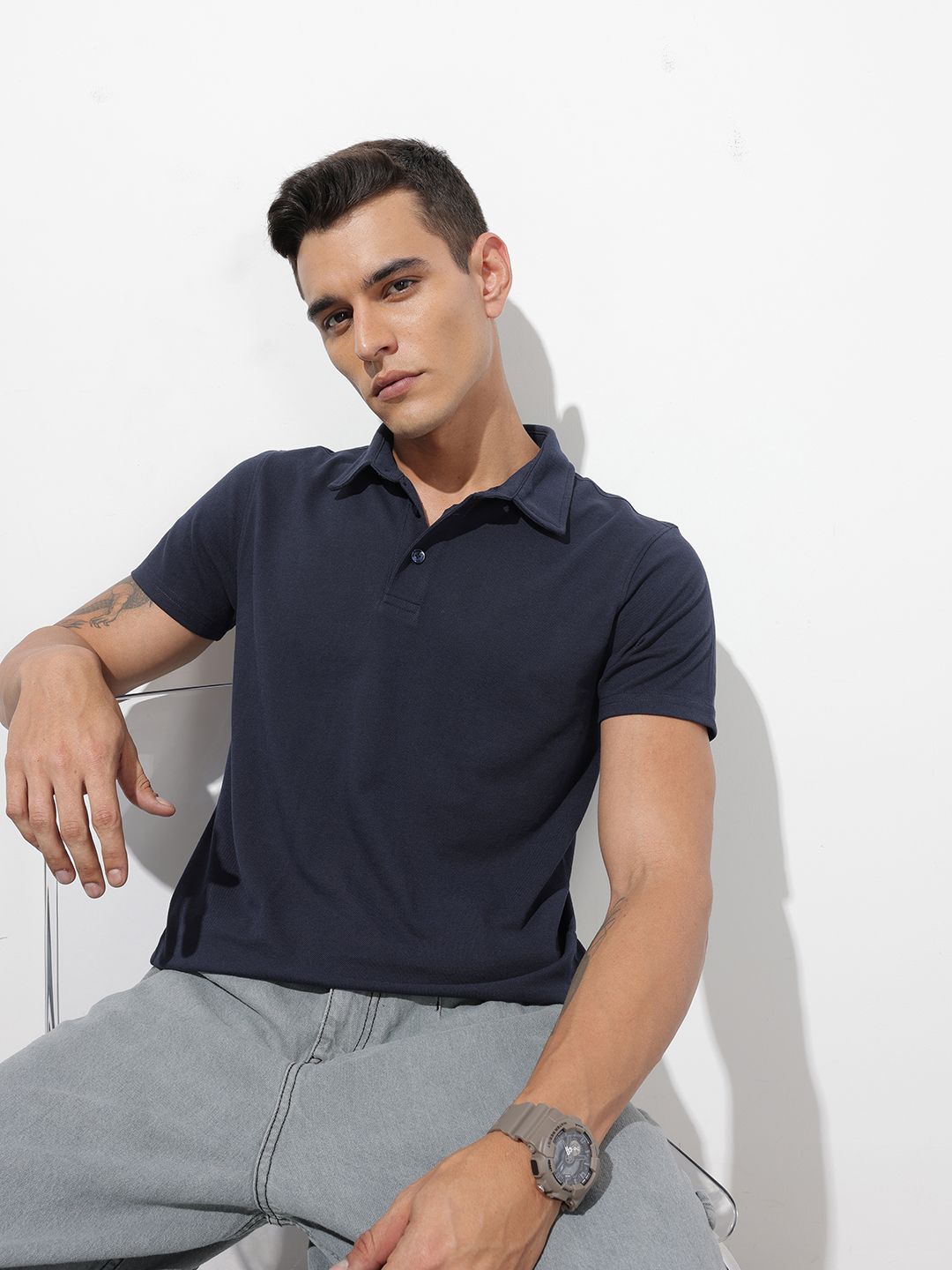 The Roadster Life Co. Polo Collar Pure Cotton T-shirt
